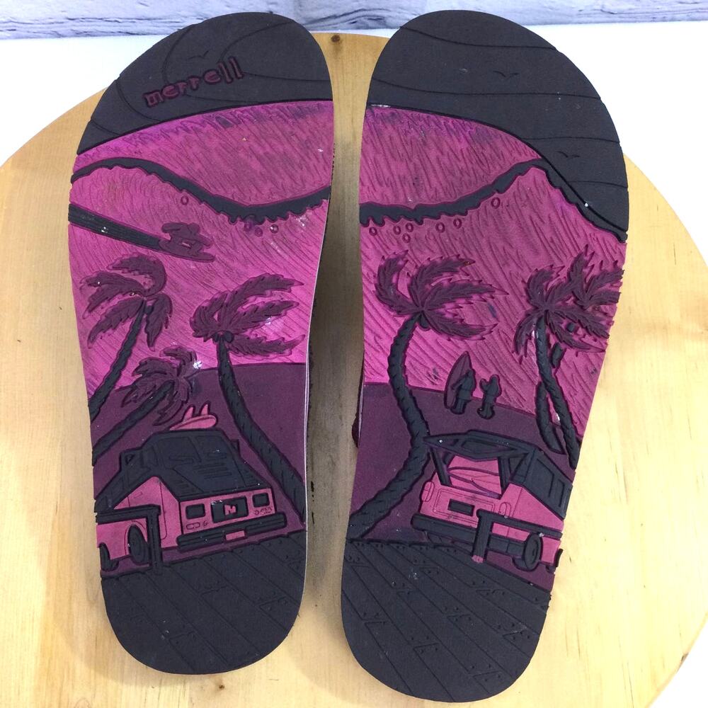 Merrell Fetch Plum Boho Sherpa Coastal Granola Girl Suede Thong Flip Flop 9 - Picture 8 of 9